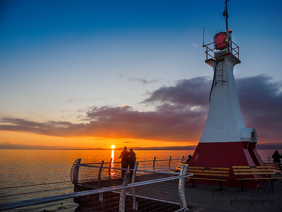 Sunset at the Ogden Point breakwater,  Victoria BC