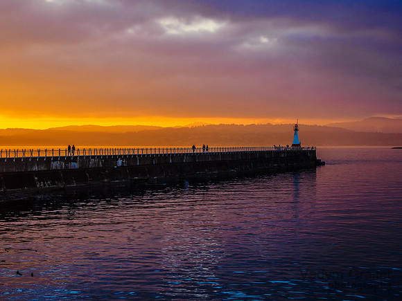 Sunset at the Ogden Point breakwater,  Victoria BC