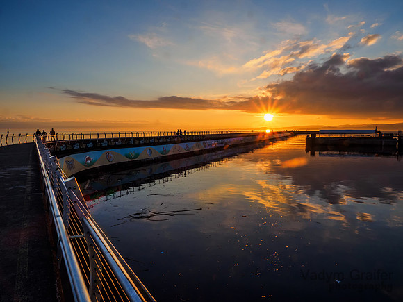 Sunset at the Ogden Point breakwater,  Victoria BC